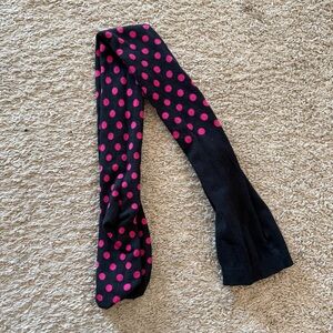 Girls Gymboree Polka Dot Tights Size 10 - 12 Navy Blue / Pink